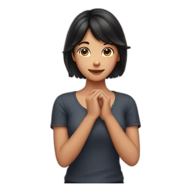 Girl with dark hair shaping heart with her hands sticker
