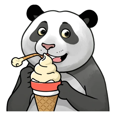 Panda eating ice cream sticker