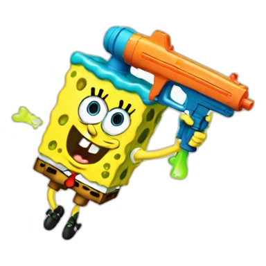 spongebob with a watergun sticker