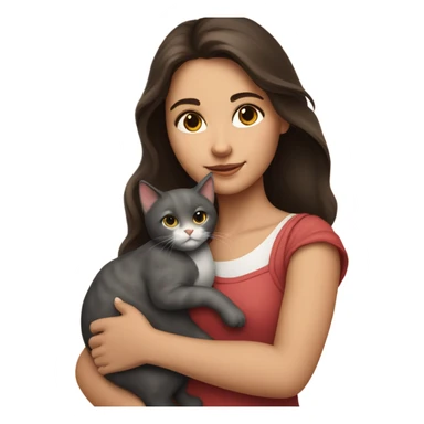 portrait of a beautiful brunette girl holding a cat sticker