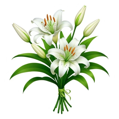 bouquet White Lily, luxuriant, stem, leaf, bud sticker