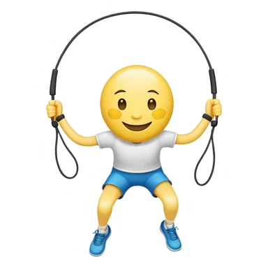 person jumping one rope, simple yellow face sticker