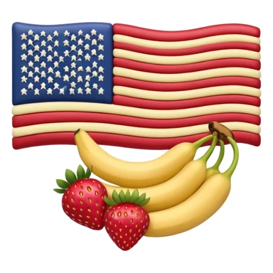 American flag made out of fruit sticker