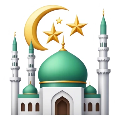 White Muslim crescent with star and mosque inside sticker