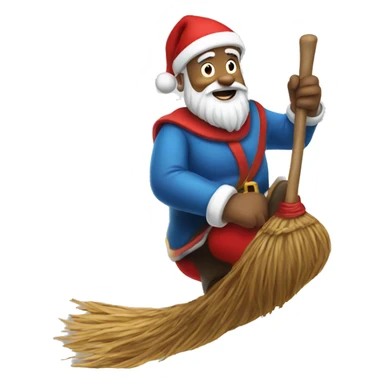 Santa riding a broom  sticker