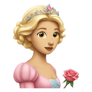 A princess looking at a rose sticker