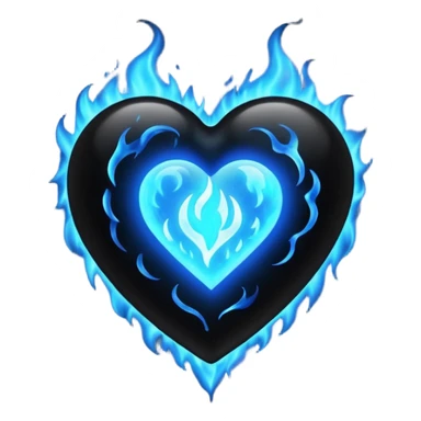 Black heart with blue fire film sticker