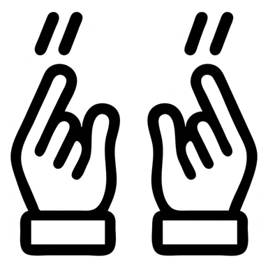 minimalist hands making air quotes, fingers shaped like quotation marks, clean lines sticker