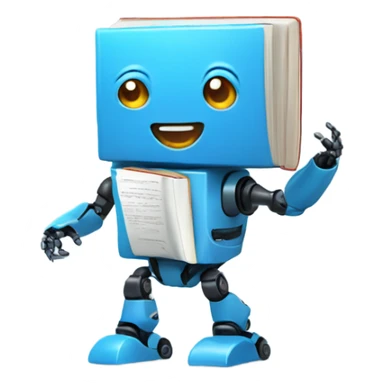 cute robot holds a blue book sticker