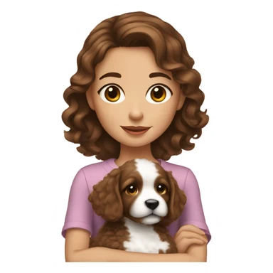 Beautiful sophisticated brown hair girl holding groodle puppy sticker