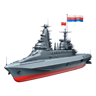 Huge Russian space battleship with prominent flag and missile launchers sticker