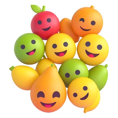 sour fruits, microsoft style 3d fluent emojis sticker