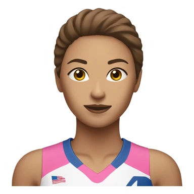 woman playing volleyball brown hair light pink jersey with the number 4 sticker