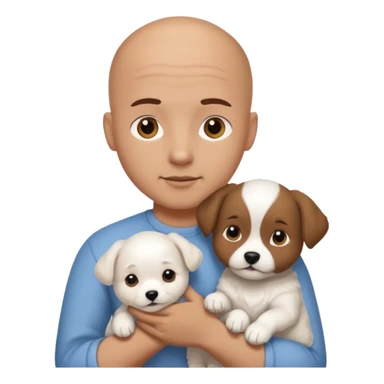 Bald guy, brunette and white puppy sticker