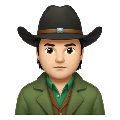 jack black haired cowboy in green coat with black hat sticker