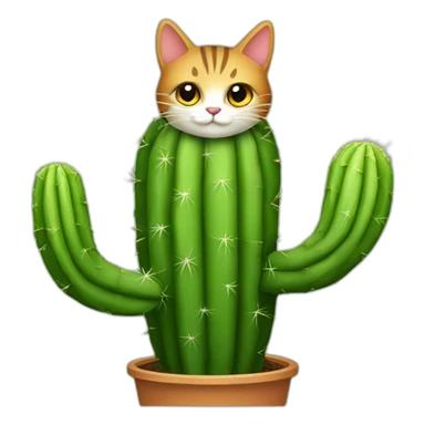 Cactus avec un chat qui se pique sticker