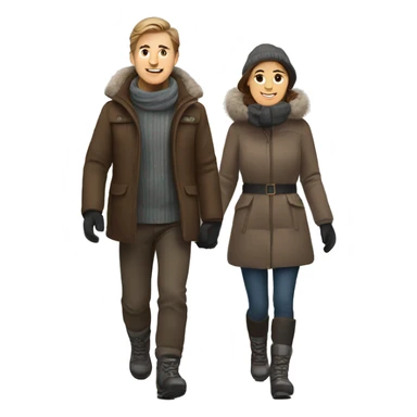 Norwegian couple with brown hair on a winter walk sticker