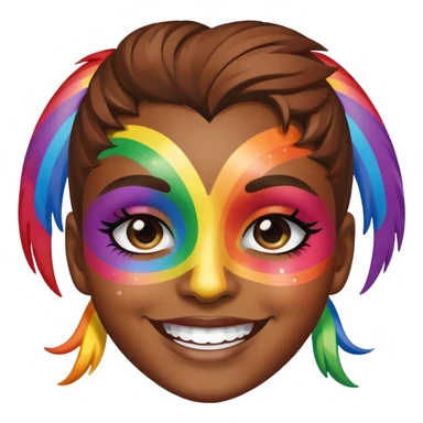 Smiling brown skin with rainbow  sticker