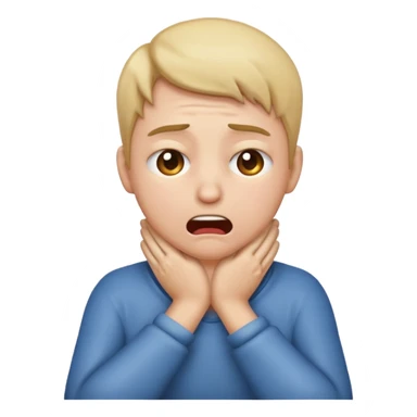 Create an emoji choking with hands on neck sticker