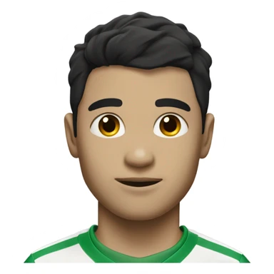 A soccer player with a green shirt with white skin color with black hair and a number 10 in his green shirt  sticker