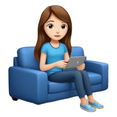 beautiful girl with long brown hair constructing new lounge room area with flat screen tv and couch sticker