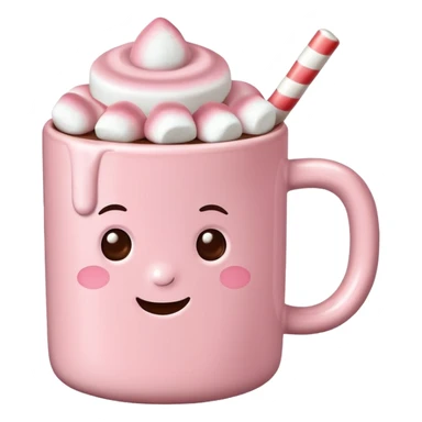 Light Pink mug of hot chocolate with marshmallows  sticker