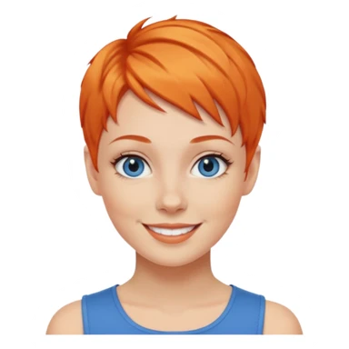 27 year old white woman, orange hair, pixie cut, blue eyes sticker