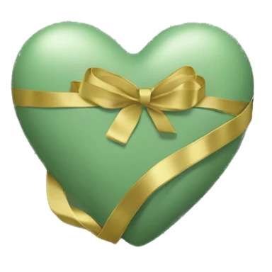 Sage green heart with gold ribbon  sticker