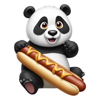 Panda eating hotdogs  sticker