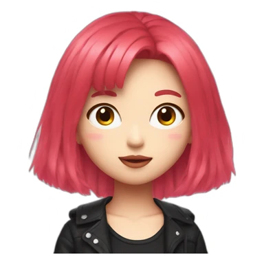 Lisa from BlackPink with neon red hair sticker