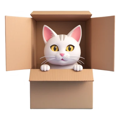 cat hiding inside a cardboard box just ears and eyes showing sticker