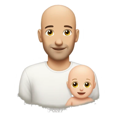 bald man with baby sticker