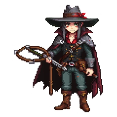 Vampire hunter with crossbow and wide-brimmed hat sticker