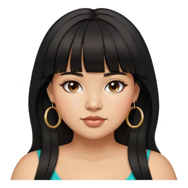 Latina girl with bangs black long hair plus size with hoop earrings sticker