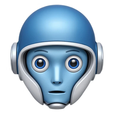 tête de robot cosmonaute bleu et blanc avec des yeux plié bleu style cartoon sticker