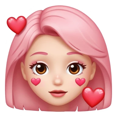 Blushing face with sparkly hearts  sticker