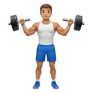 man with blue shorts doing side-lateral raise (T pose) with light dumbbells sticker
