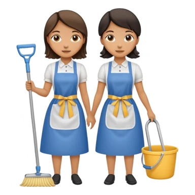 two maids are holding the mop sticker