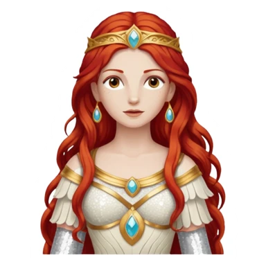 Minerva, Goddess of Wisdom from Gods and Goddesses with long red hair, ivory sequin outfit sticker