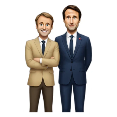 Emmanuel Macron with Justin Trudeau sticker