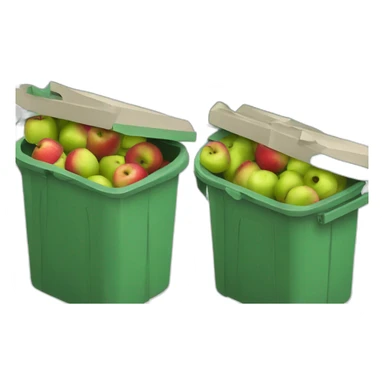 A garbage bin with apples in it sticker