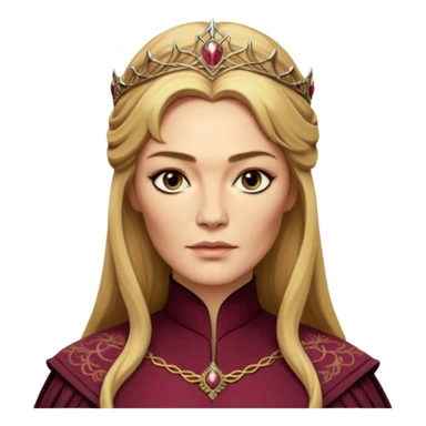 Cinematic Realistic Cersei Lannister Portrait, depicted with lifelike skin texture, subtle rosy undertones, and soft natural lighting that enhances the gentle contours of her face. Her intricately detailed golden blonde hair is elegantly styled , sticker