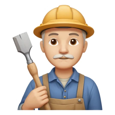 wood carving carpenter portrait, head and shoulders only, carving wooden figure with chisel, wood shavings visible, focused craftsman expression, artisan workshop vibe, 3D cartoon style, mobile game icon style, clean background, no text, no watermark
 sticker