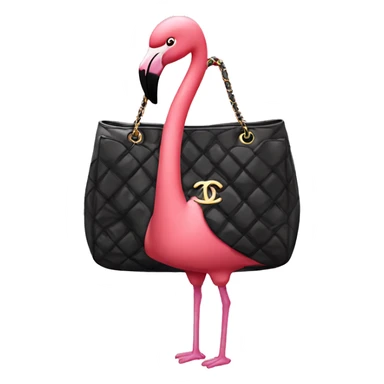 Flamingo wearing a chanel bag sticker