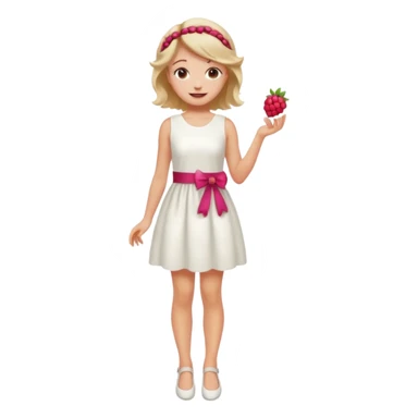 Raspberry torte human girl full body and legs with a raspberry barrette on her hair without a cake sticker