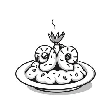 A plate of delicious seafood rice with prawns sticker