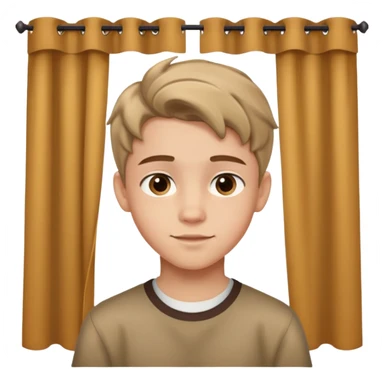 14-year-old boy with light skin, brown curtain hairstyle parted in the middle, warm friendly expression sticker