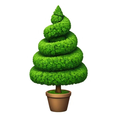 spiral topiary tree emoji, green spiral shaped bush, garden art tree, cute emoji style, sticker