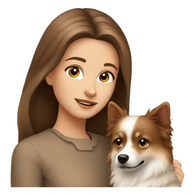 beautiful girl with brown hair with her beige spitz dog sticker