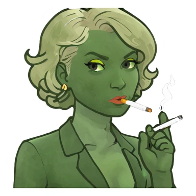 Mom with blonde hair smoking sticker